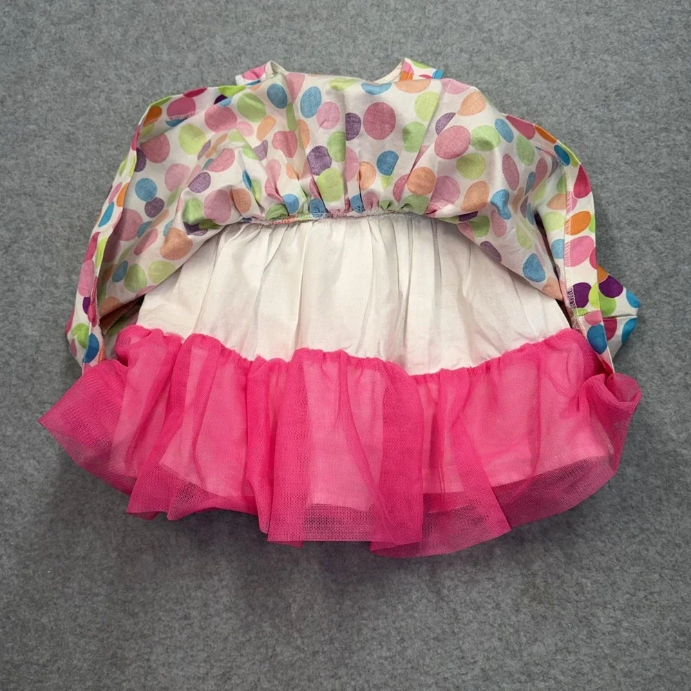 PLACE‎ Sundress Girls 3-6 Months Multicolor Polka Dot Lined Ruffle Poplin